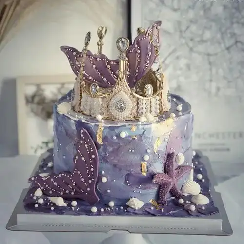 网红小红美人美人鱼鱼尾生日浪漫蛋糕女朋友创意新鲜生日蛋糕