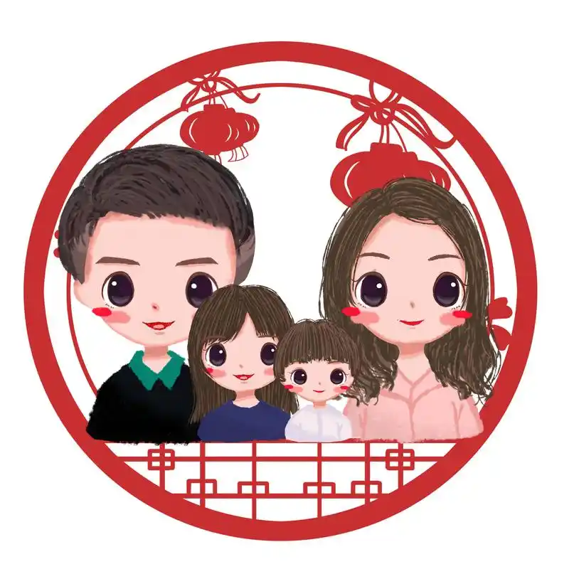 新年头像,一家两口,三口,四口手绘图片设计,喜欢吗?