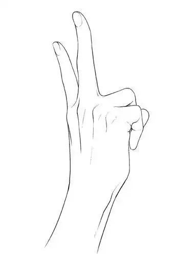 歪着的比耶简笔画