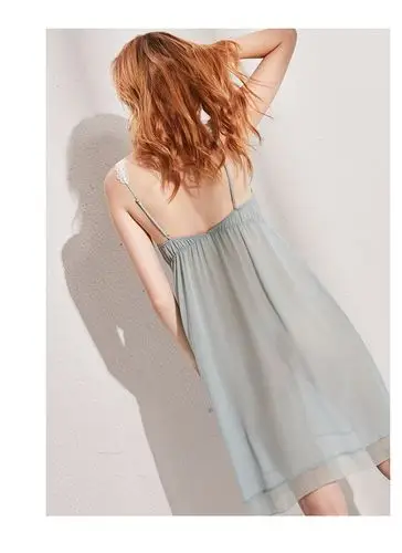 真丝睡裙性感蕾丝薄纱连衣裙sangluo桑罗仙气吊带裙夏桑蚕丝睡衣