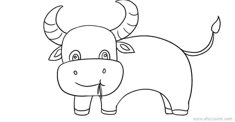 牛儿童画怎么画 牛简笔画步骤 - 水彩迷