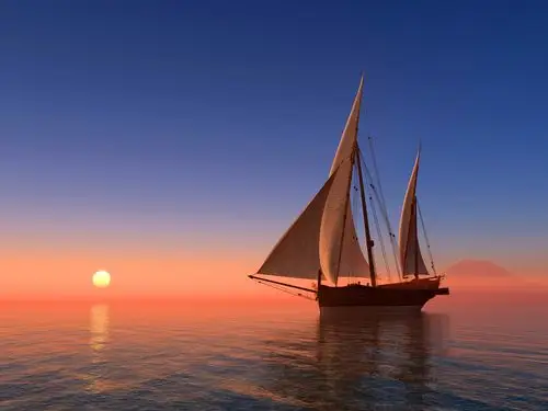 海,帆船,日落 壁纸 - 1920x1440