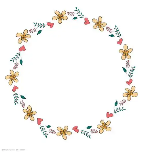 矢量卡通扁平化黄色花朵边框