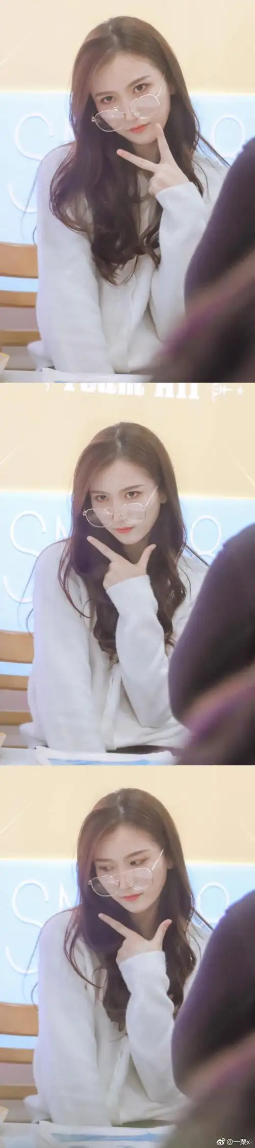 snh48吴哲晗 一日店员 穿白色毛衣超级温柔可爱的