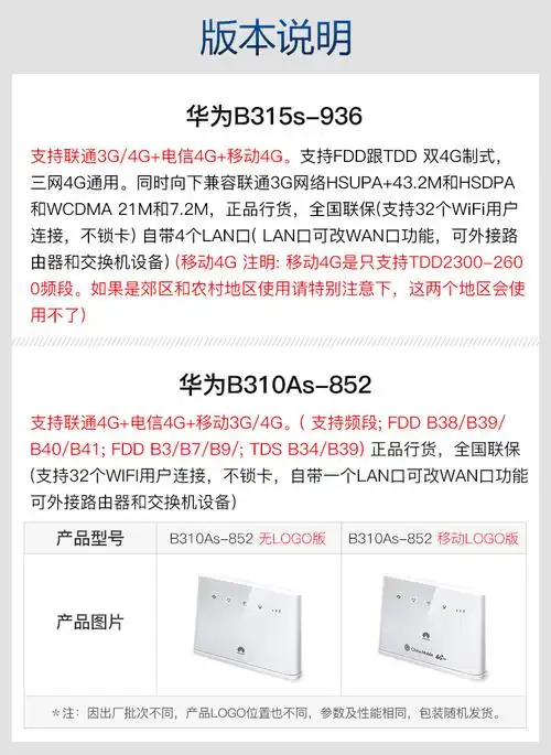智能设备华为b315s936联通电信4g无线路由器2通插卡wifi转有线宽带千g