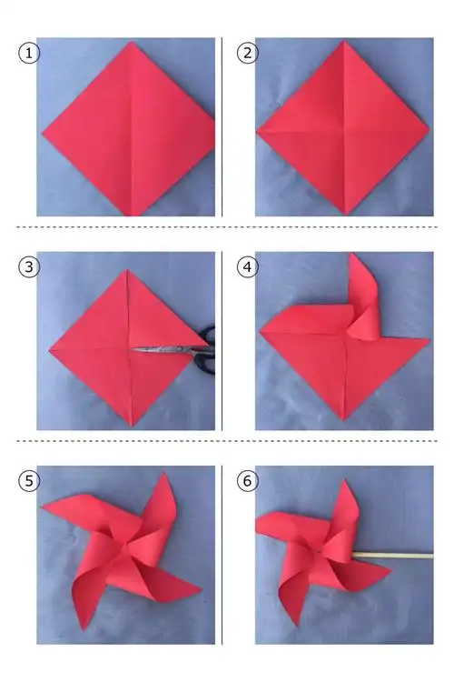 闫寺学区闫皋小学幼儿园大班手工制作——《大风车》