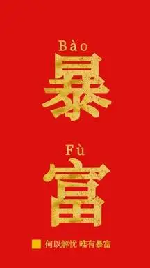 何以解忧唯有暴富纯文字手机海报