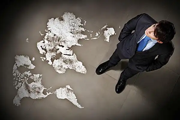 俯视,年轻,商务人士,抉择,全球,网络,背影