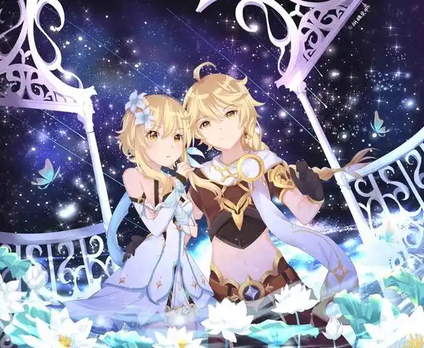 原神空荧白肤金发碧眼女孩子