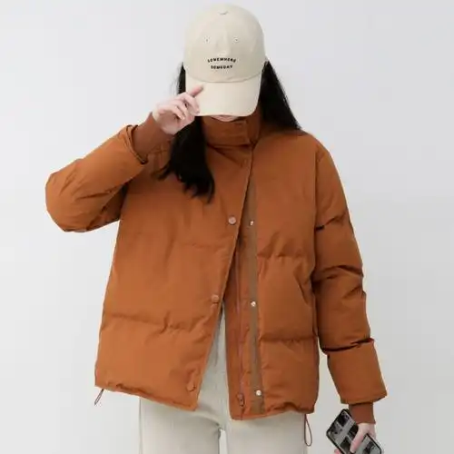 金大班衣服新款秋冬2020短外套棉衣立领蓝色不对称短外套