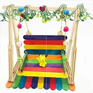 雪糕棒冰棍棒diy手工制作秋千图片