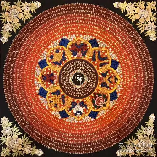 馆藏级坛城唐卡六字真言喇嘛大师纯手工创作尺寸约55