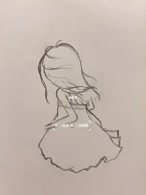 画一个小女孩的背面简笔画
