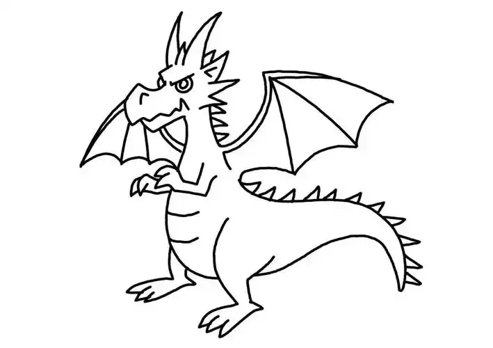 凶恶的巨龙简笔画画法步骤-图5