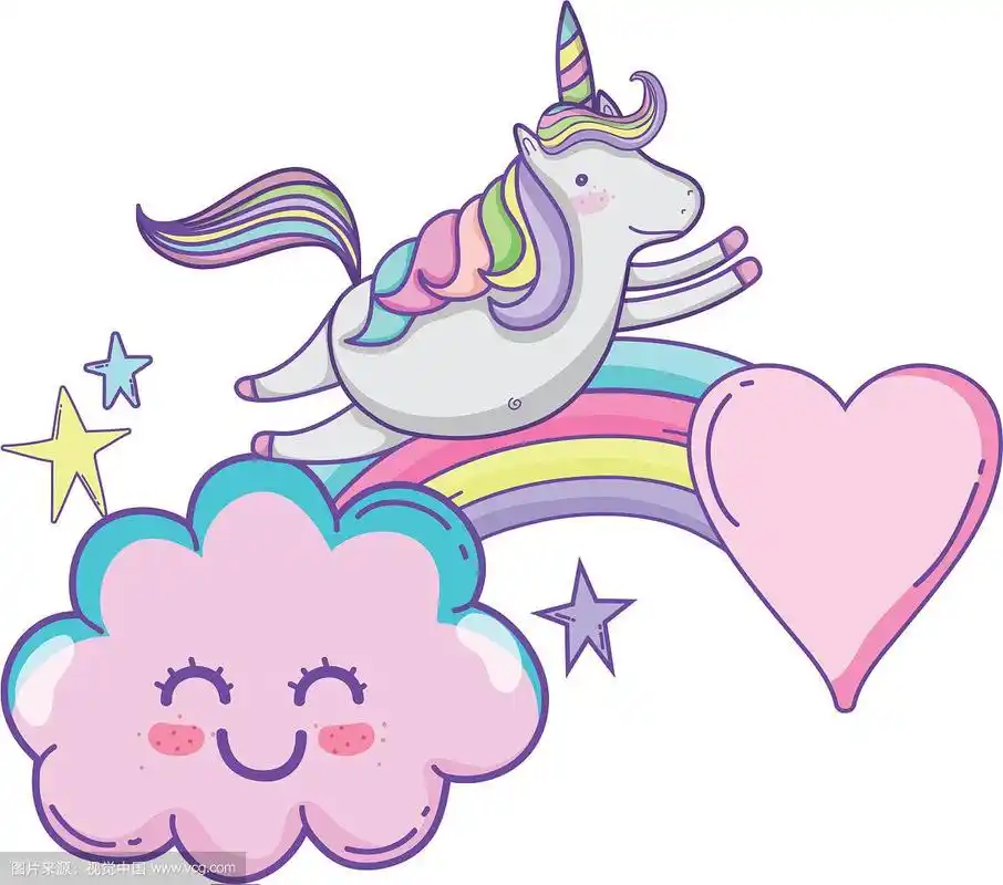 可爱的独角兽和云朵