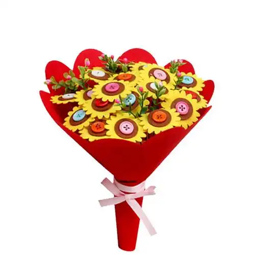 美可纽扣花 手捧花系列母亲节礼物手工花束diy幼儿园制作材料包