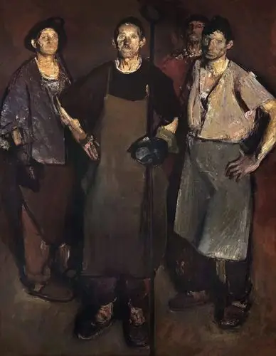 油画大师巴巴作品《炼钢工人》1960年布面油画173x137cm1罗马尼亚国家