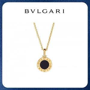 bvlgari宝格丽双面黑白圆形项链18k玫瑰金圆饼白贝母镶钻锁骨链女