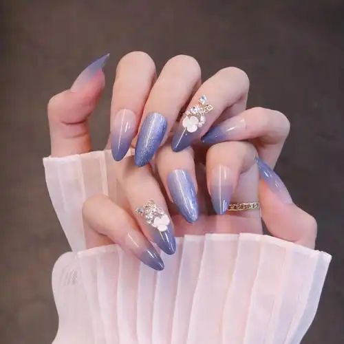 美甲贴片穿戴甲美甲成品中长款晶石猫眼指甲贴片假指甲拆卸指甲片