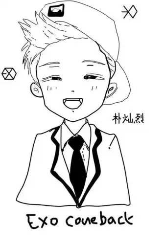 朴灿烈动漫版简笔画