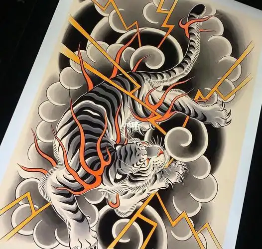 老传统包小腿纹身手稿