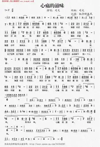 《心痛的滋味》简谱