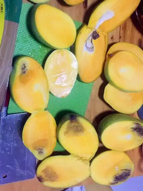 女子买了群里推荐的芒果切开发现坏掉了