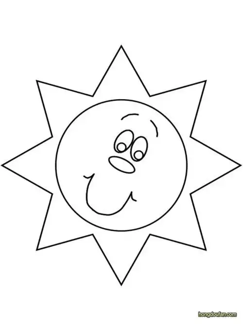 一颗长着红鼻头的卡通大太阳简笔画大全