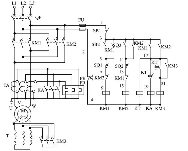 三相交流异步电机频敏变阻器降压启动电控线路