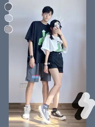 150173情侣穿搭黑白配男生女生配7273