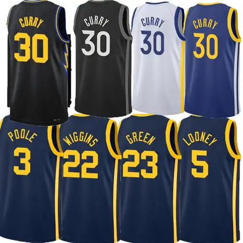 跨境球服外贸单勇士队30号库里24赛季热压款球衣现货运动球衣批发