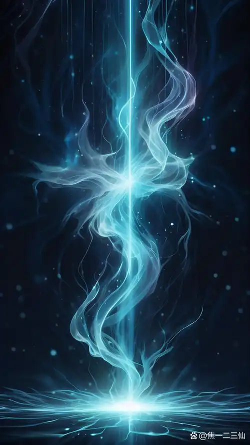 画面中央,一束蓝色光线,犹如自然界中最纯净的能量化身,不为任何物质