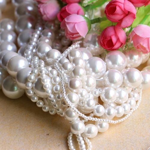 2-20天然贝壳贝珠仿珍珠强光白色串珠女毛衣链散珠diy手项链配件