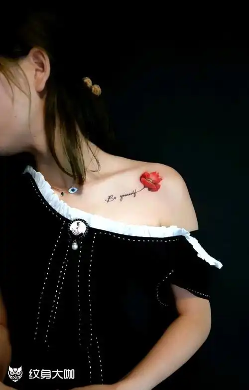 锁骨清新花_纹身图案手稿图片_力姐的纹身作品集