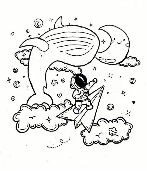 简笔画分享小小宇航员11附过程