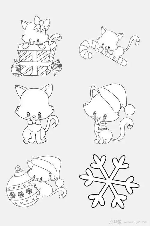 黑白可爱卡通形象简笔画免抠素材素材