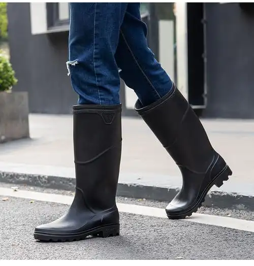 鹿凌青高端品牌 男士水桶鞋男长款防水防滑长筒胶鞋雨鞋夏非过膝长靴