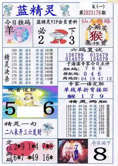 23年178期福彩3d蓝精灵今天图谜