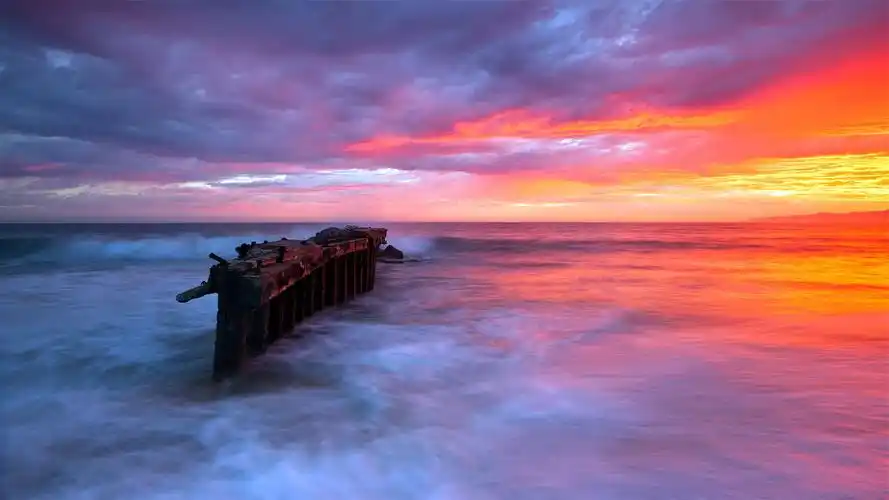 夕阳海边唯美风景高清桌面壁纸