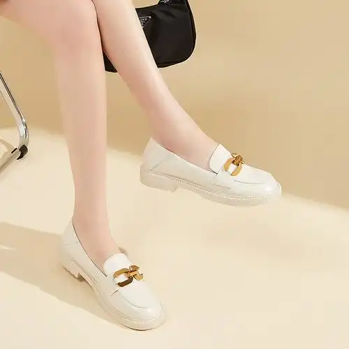 真皮乐福鞋2022年春季新款舒适圆头单鞋女上班日常青年平底小皮鞋