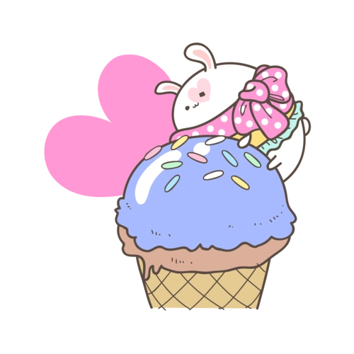 可爱卡通吃冰淇淋的萌萌哒兔子
