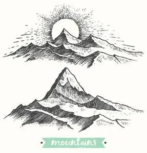 素描一山日出照片