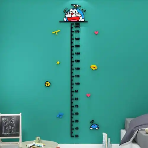 宝儿童身高测量墙面贴纸仪标尺卡通可移除3d立体男孩房间布置装饰