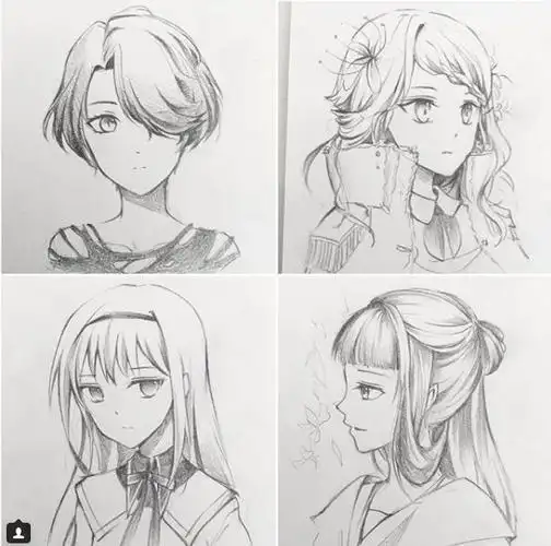 下面是她画的一系列手绘头像/『minami_oo』动漫画师每一缕头发