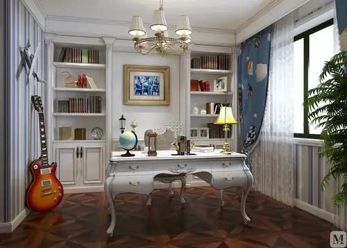 简欧书房吊顶装修效果图