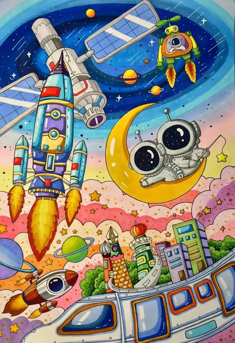 科幻画8k纸儿童画 - 抖音