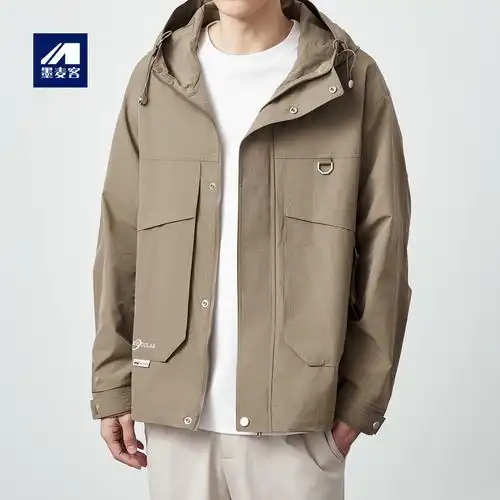 墨麦客户外工装风连帽男士外套2024春季新款落肩宽松夹克男81071