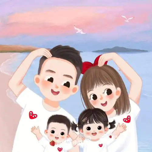 一家四口全家福头像背景图