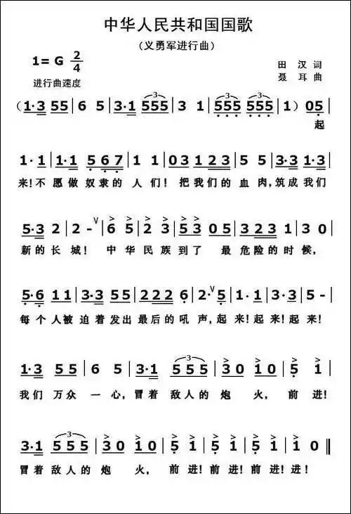 义勇军进行曲歌词