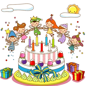 卡通小孩庆祝生日